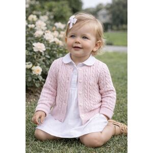 Ralph Lauren Pink Cable Knit Cardigan Sweater   Baby Size 24 Months
